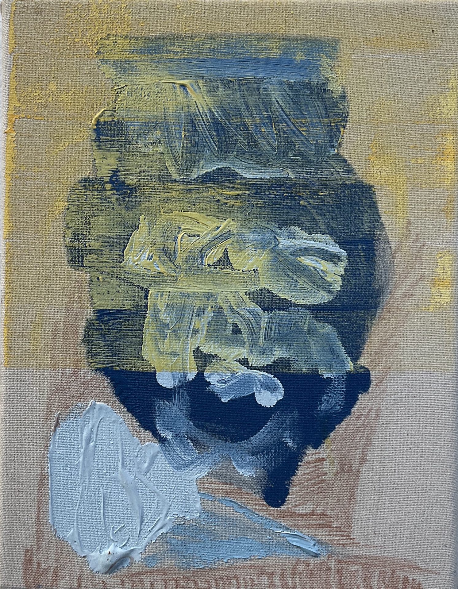 Blaues Porträt, 20×30 cm, Acryl und Öl auf Leinwand, 2024