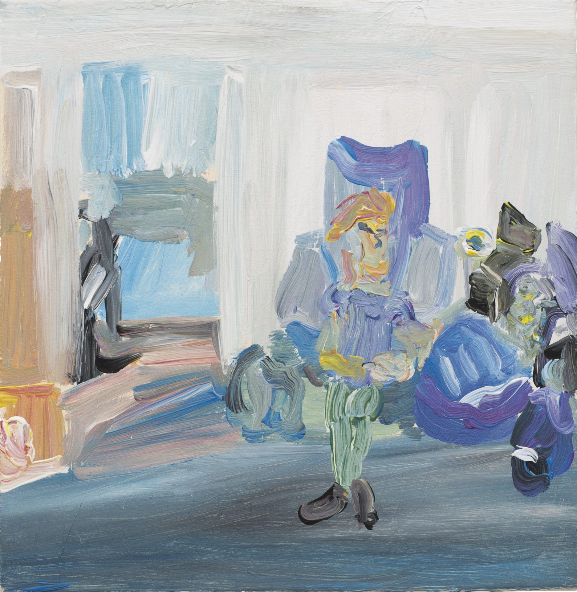 Porträt im Atelier, 40×40 cm, Acryl auf Leinwand, 2018