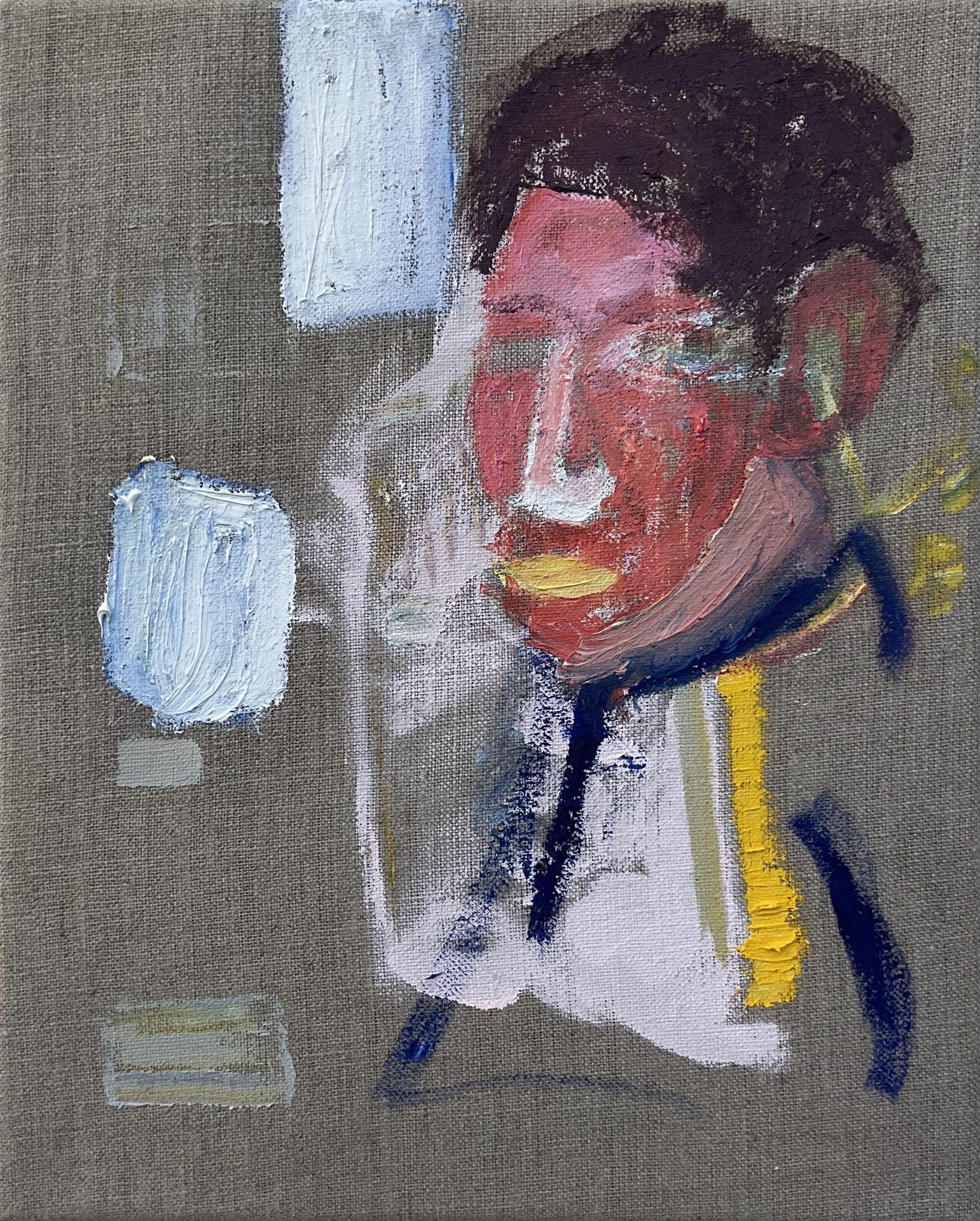 Selbstporträt, einsam, 22×33 cm, Öl und Acryl auf Leinwand, 2025