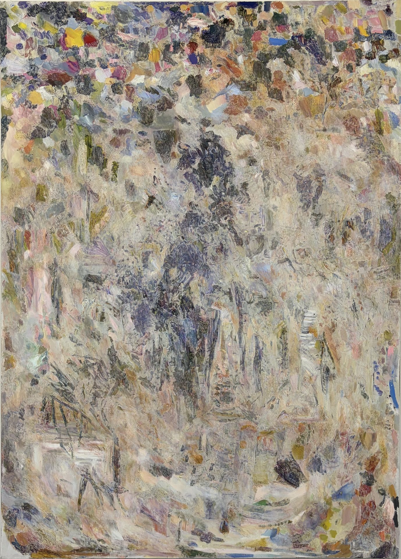 Jahresbild 2025 (late), 250×220 cm, Acryl und Öl auf Leinwand