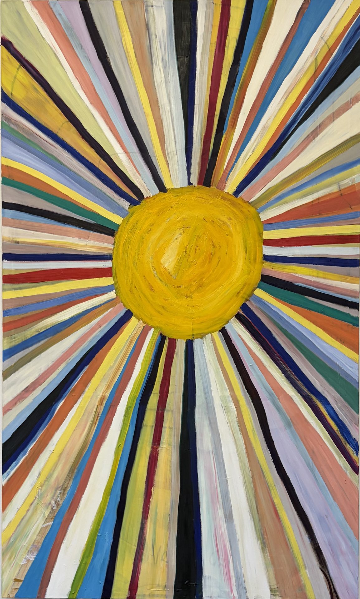 Große bunte Sonne, Öl und Acryl auf Leinwand