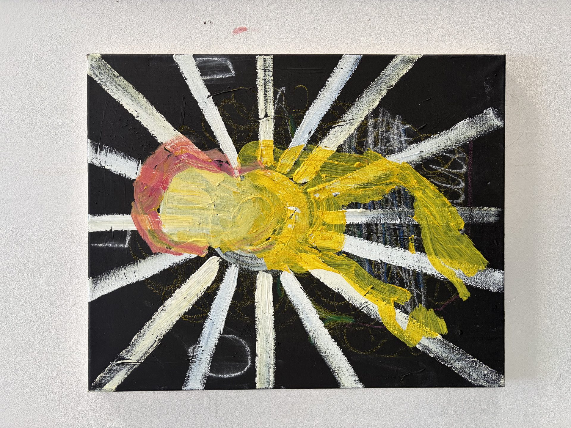 Ikonensonne, 42×37 cm, Öl und Acryl auf Leinwand, 2026