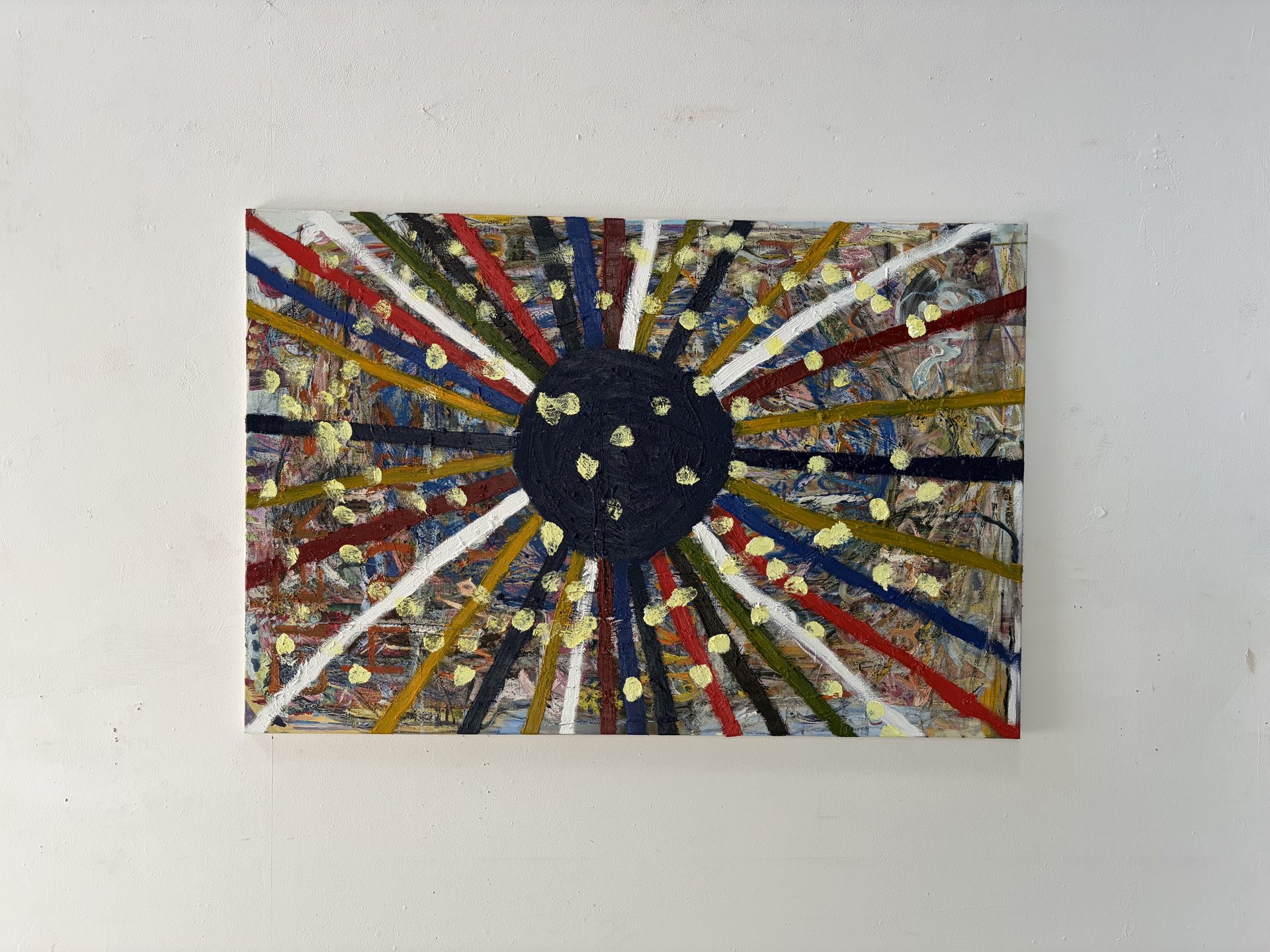 Mai Sonne, 150×100 cm, Öl, Acryl und Ölkreide auf Leinwand, 2026