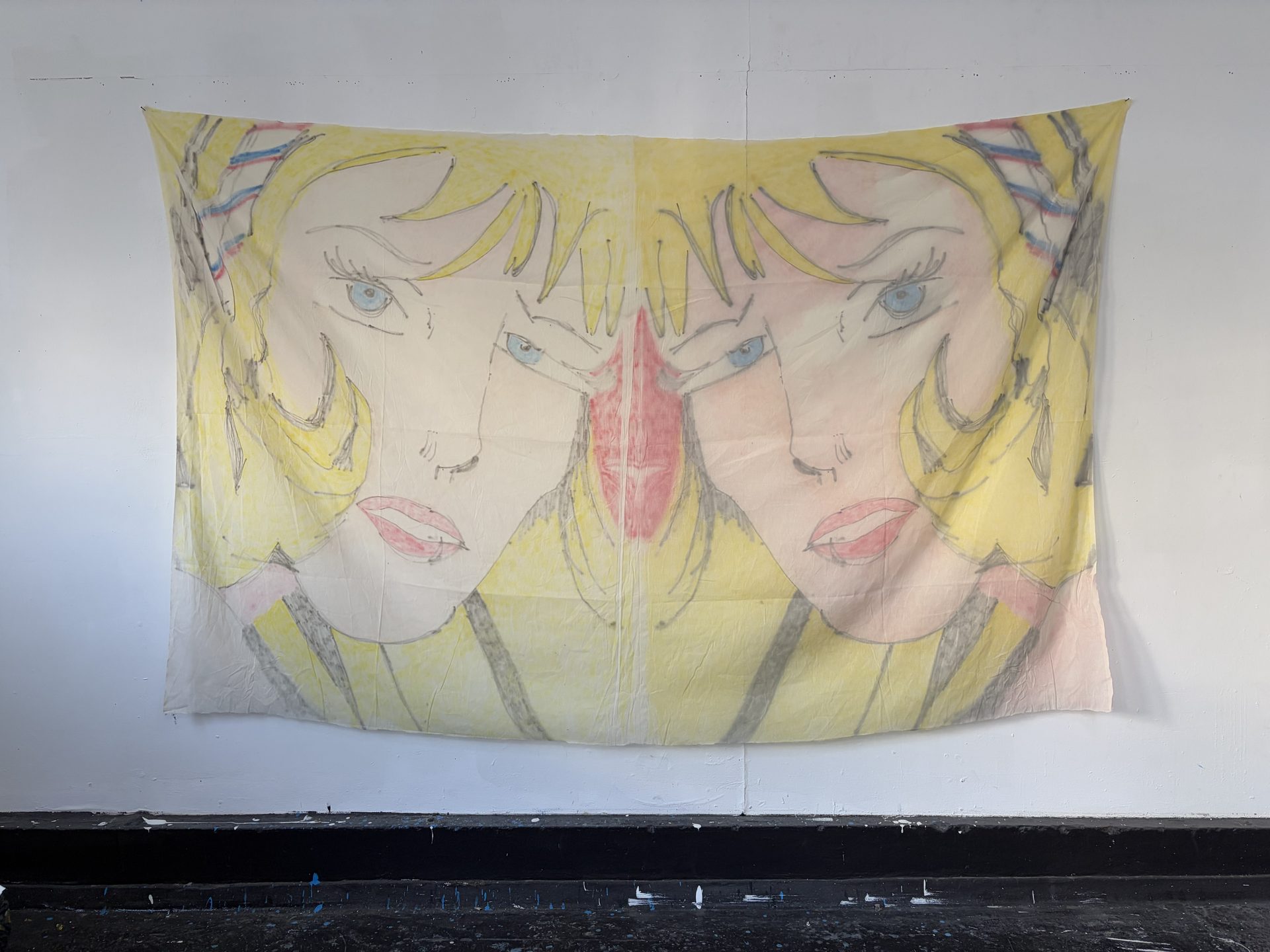 Rote Phase, 250×200 cm, Acryl auf Schleiernessel, 2025